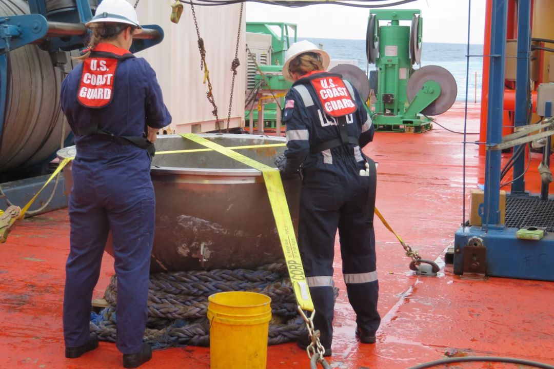 On October 1, marine safety engineers from the U.S. Coast Guard conducted a survey of the aft titanium endcap recovered from the Titan submersible in the North Atlantic Ocean. This operation was carried out in coordination with the U.S. National Transportation Safety Board.